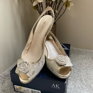 COPY - Light gold rose pedal sling back pumps